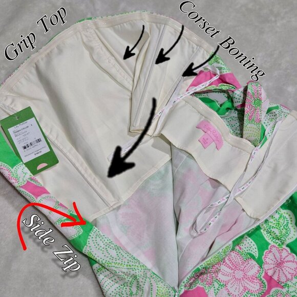 Lilly Pulitzer Strapless Floral Dress – Bow Back, Corset Boning – Size 2 – NWT - Picture 8 of 14